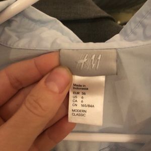 H&M baby blue slightly sheer button up